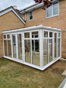 Corner Infill Conservatory with French Doors