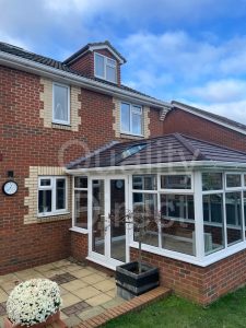 Edwardian Conservatory with Solid Tiled Roof and Panoramic Window